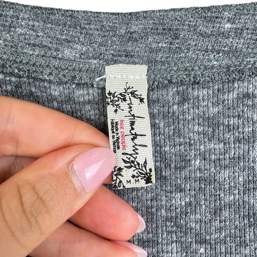 Intimately Free People Dylan Thermal Gray Knit Long Sleeve Full Butt Bodysuit - Picture 13 of 15